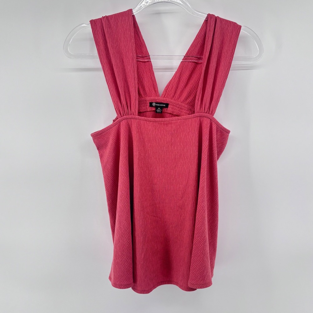 Versona Pink‎ Sleeveless Top Wide Strap V-Neck Casual Blouse Ladies Size M